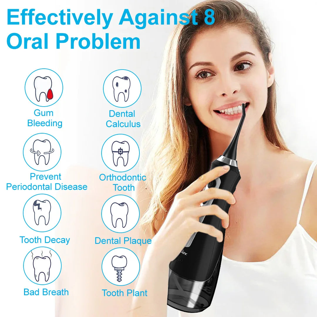 Water Flosser Irrigator Dental Teeth Whitening strips Portable 230ML Tank 5 Modes 8 Jet Tips Washing Machine for Home