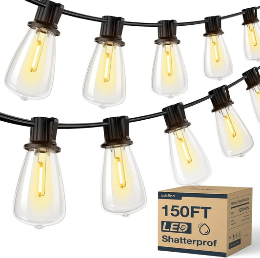 Waterproof 150 Ft Led Outdoor String Lights Shatterproof Bulbs