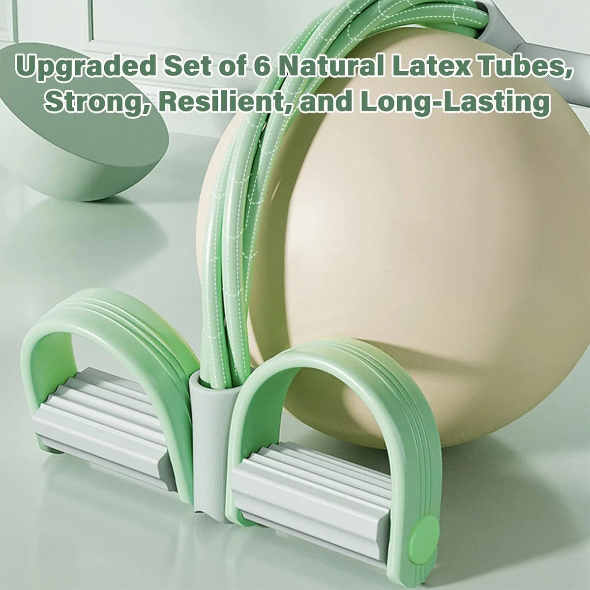 6 Tube Natural Rubber Pedal Resistance Bands Yoga Stretching Rope Home Fitness