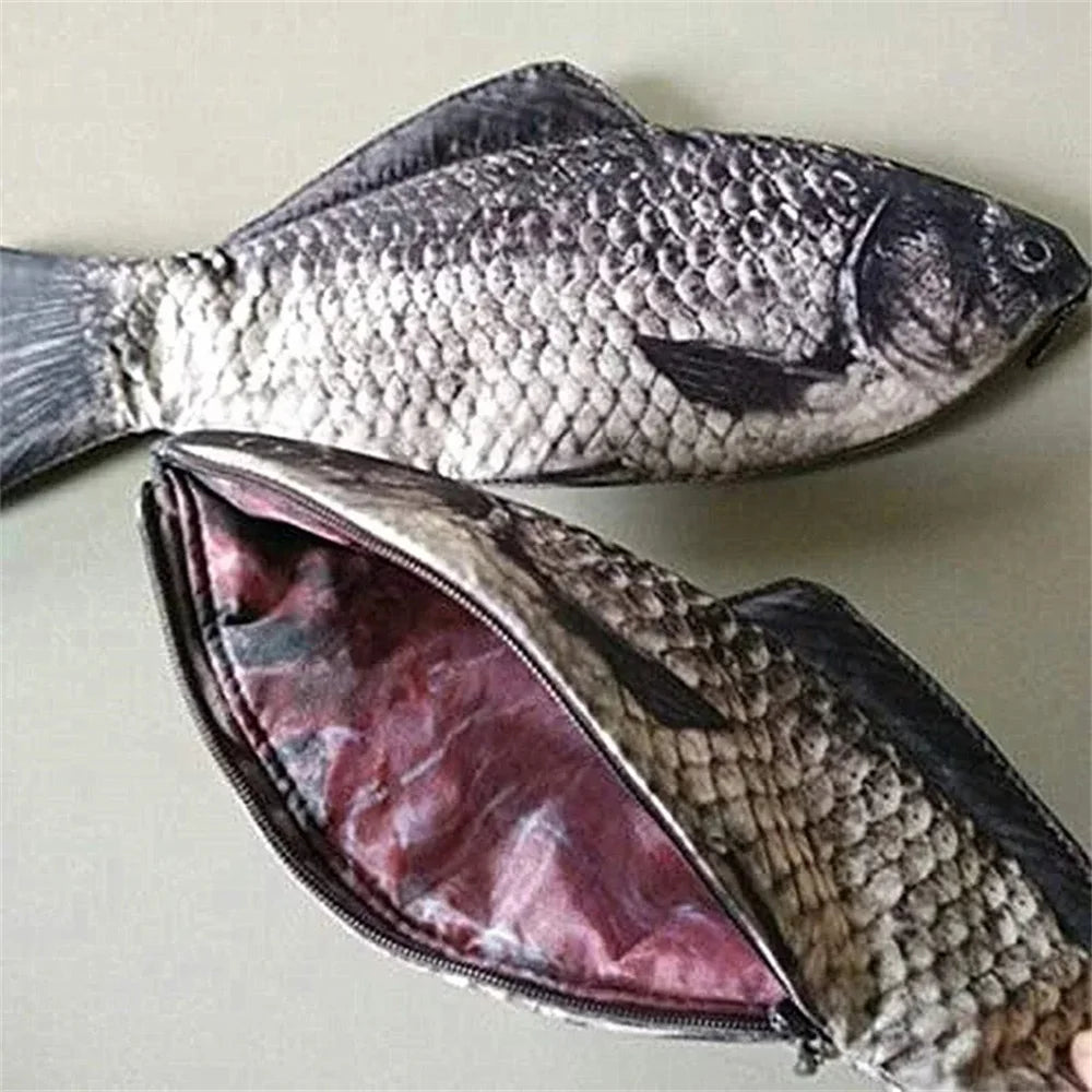Novelty Fish Pencil Case – Cute Pen Bag Storage Pouch for Office School, Multifunctional Coin Purse for Pens Markers Makeup, Funny Gift for Kids