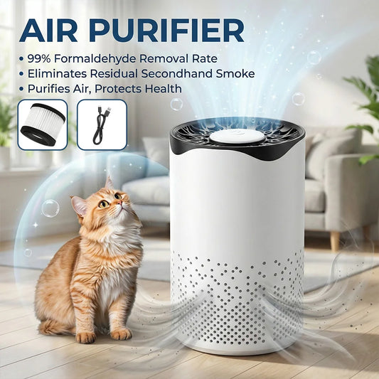 Portable Negative Ion Air Purifier High Efficiency Formaldehyde Smoke Dust Removal USB Powered Mini Air Cleaner For Home Pet Bedroom