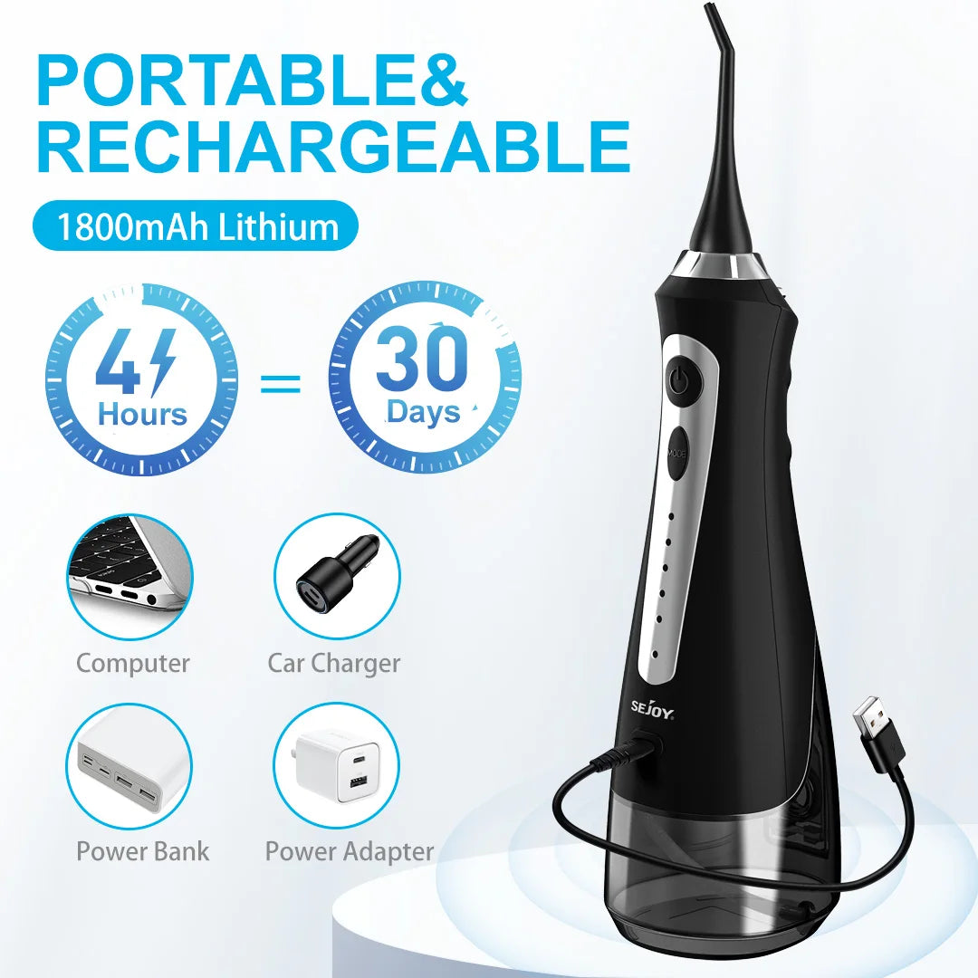 Water Flosser Irrigator Dental Teeth Whitening strips Portable 230ML Tank 5 Modes 8 Jet Tips Washing Machine for Home