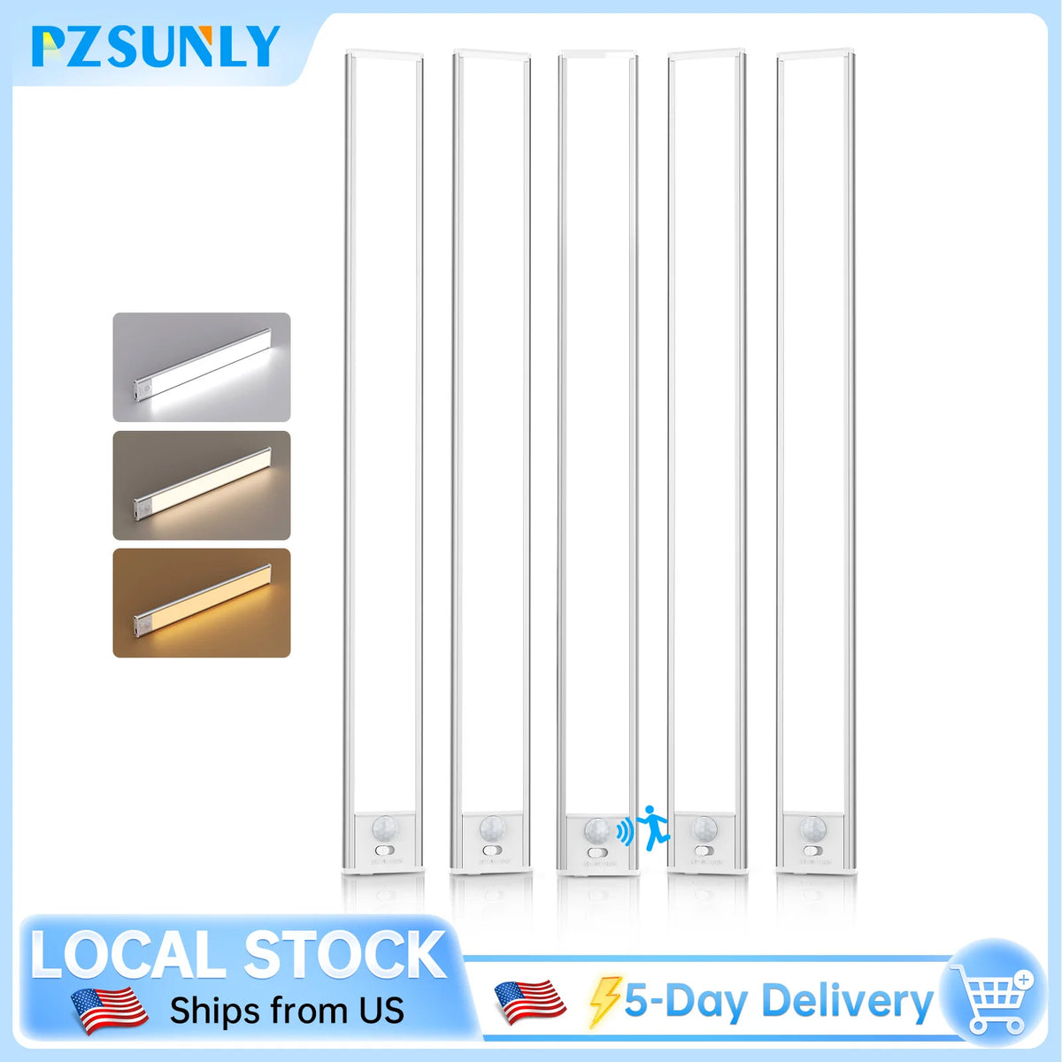 Motion Sensor LED Light Type-C Rechargeable Wireless Night Light Magnetic Cabinet Lamp for Kitchen Bedroom Wardrobe Hallway Stairs