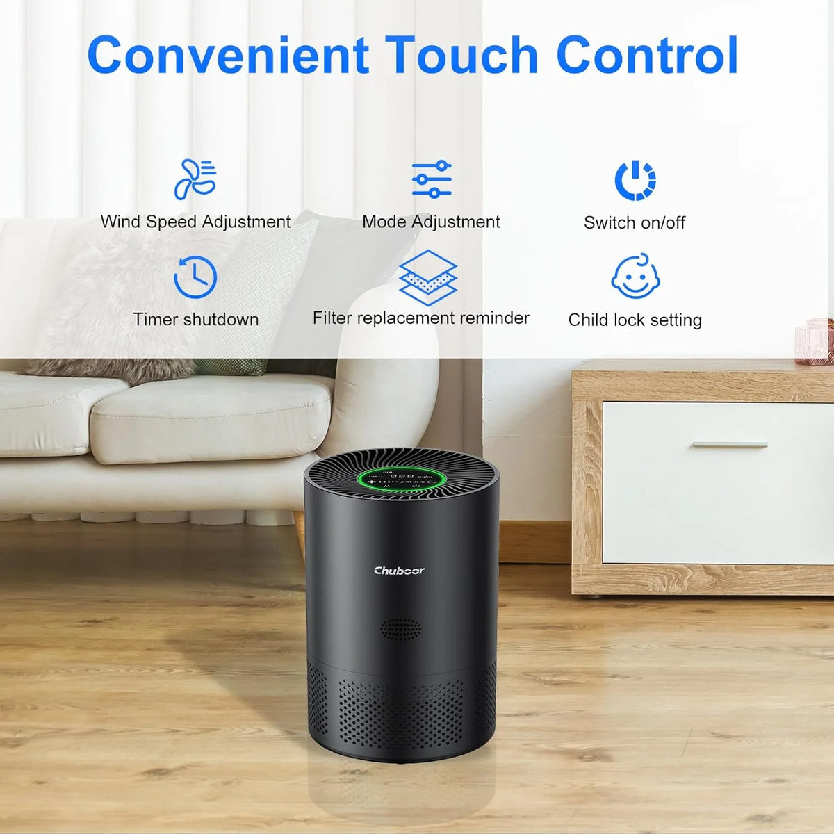 Chuboor H13 True HEPA Air Purifier With PM25 Sensor And App Control