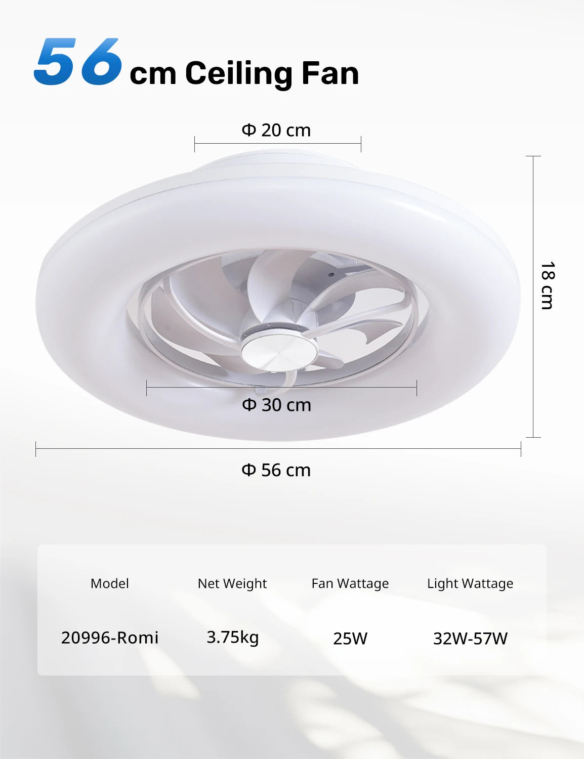 Orison 22" 360° Oscillating Ceiling Fan with Light, Rotating Low Profile Flush Mount Ceiling Fan, Smart RGB Ceiling Fans, Alexa&Google Compatible, Dimmable LED, APP/Remote, Modern for Bedroom