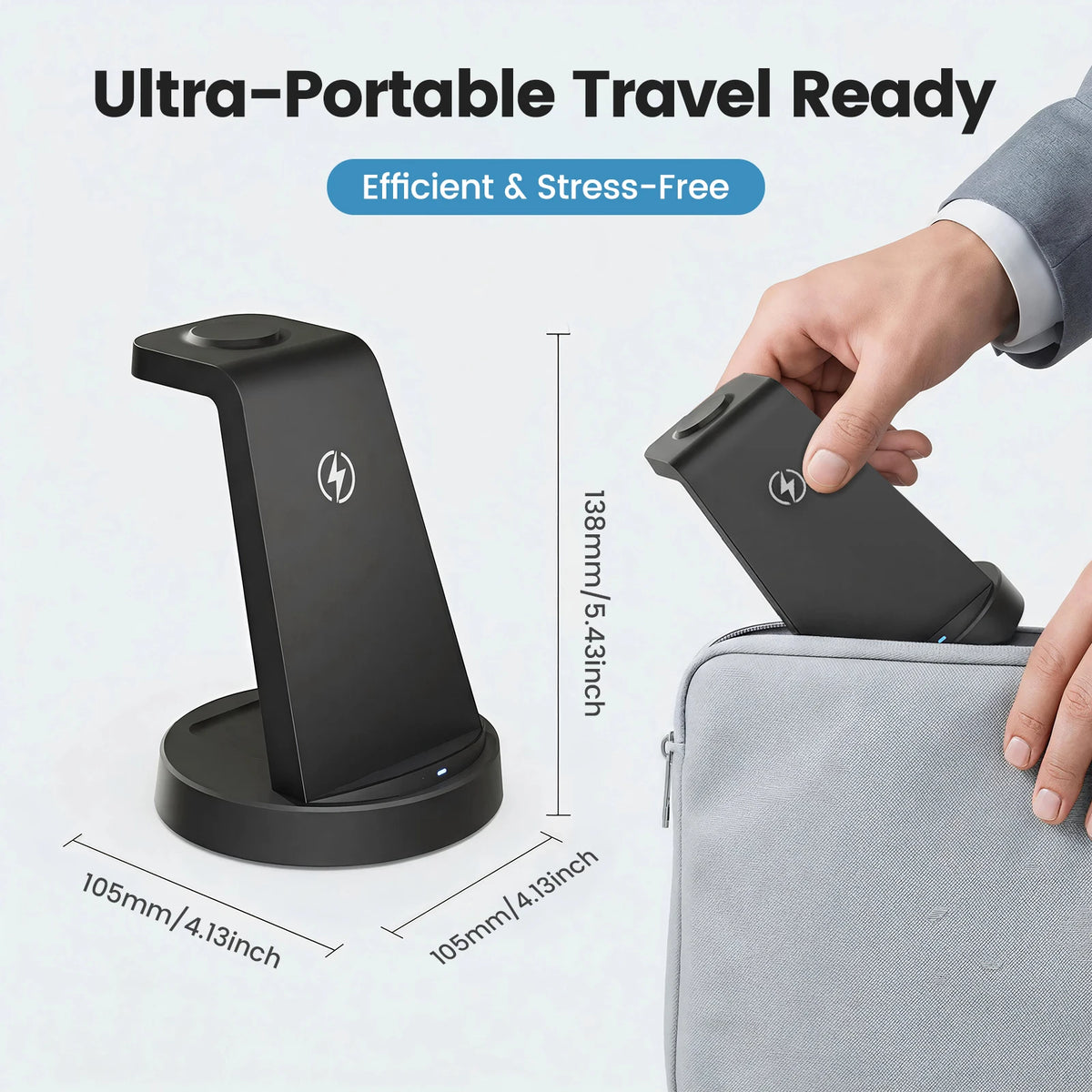 3 In 1 Magnetic Wireless Charger 15W Foldable Travel Stand For Galaxy iPhone
