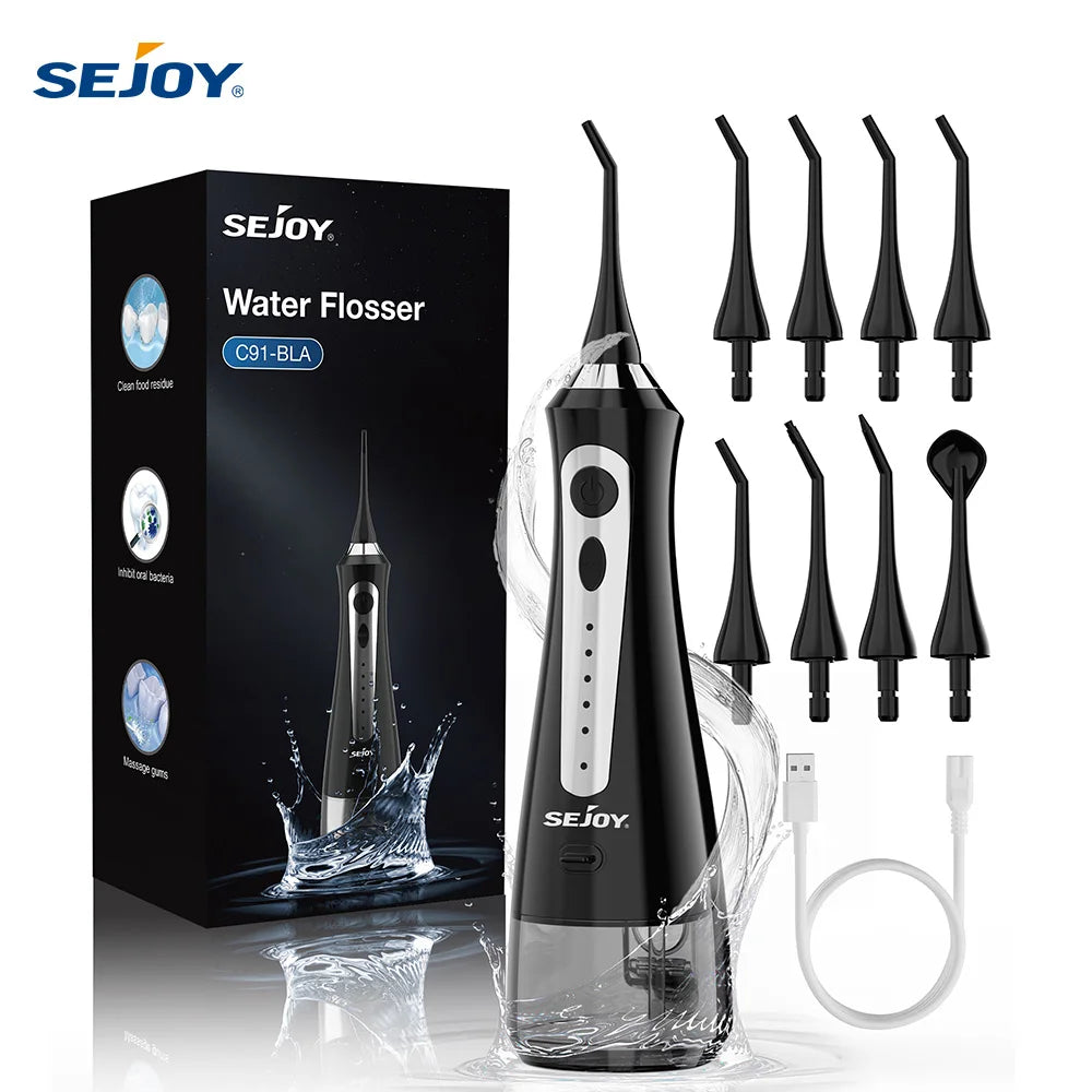 Water Flosser Irrigator Dental Teeth Whitening strips Portable 230ML Tank 5 Modes 8 Jet Tips Washing Machine for Home