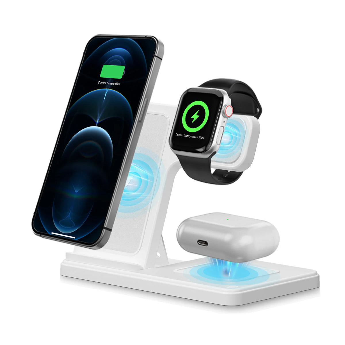 3 In 1 Magnetic Wireless Charger 18W Fast Foldable For Iphone Watch AirPods
