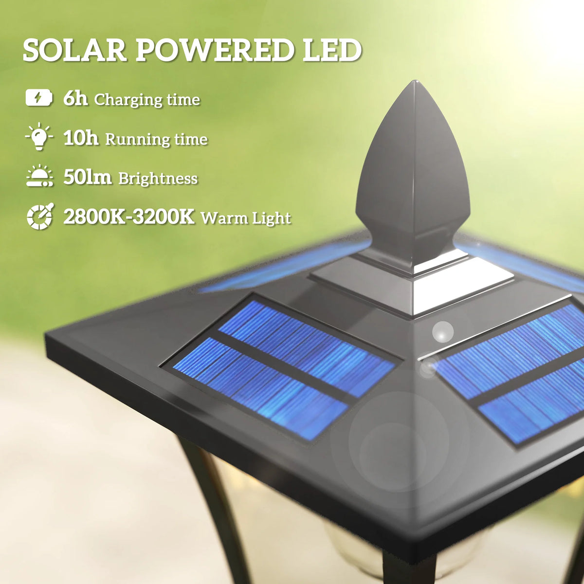63 Inch Solar Lamp Post Lights 2 Pack Black Aluminum Planter Garden Light