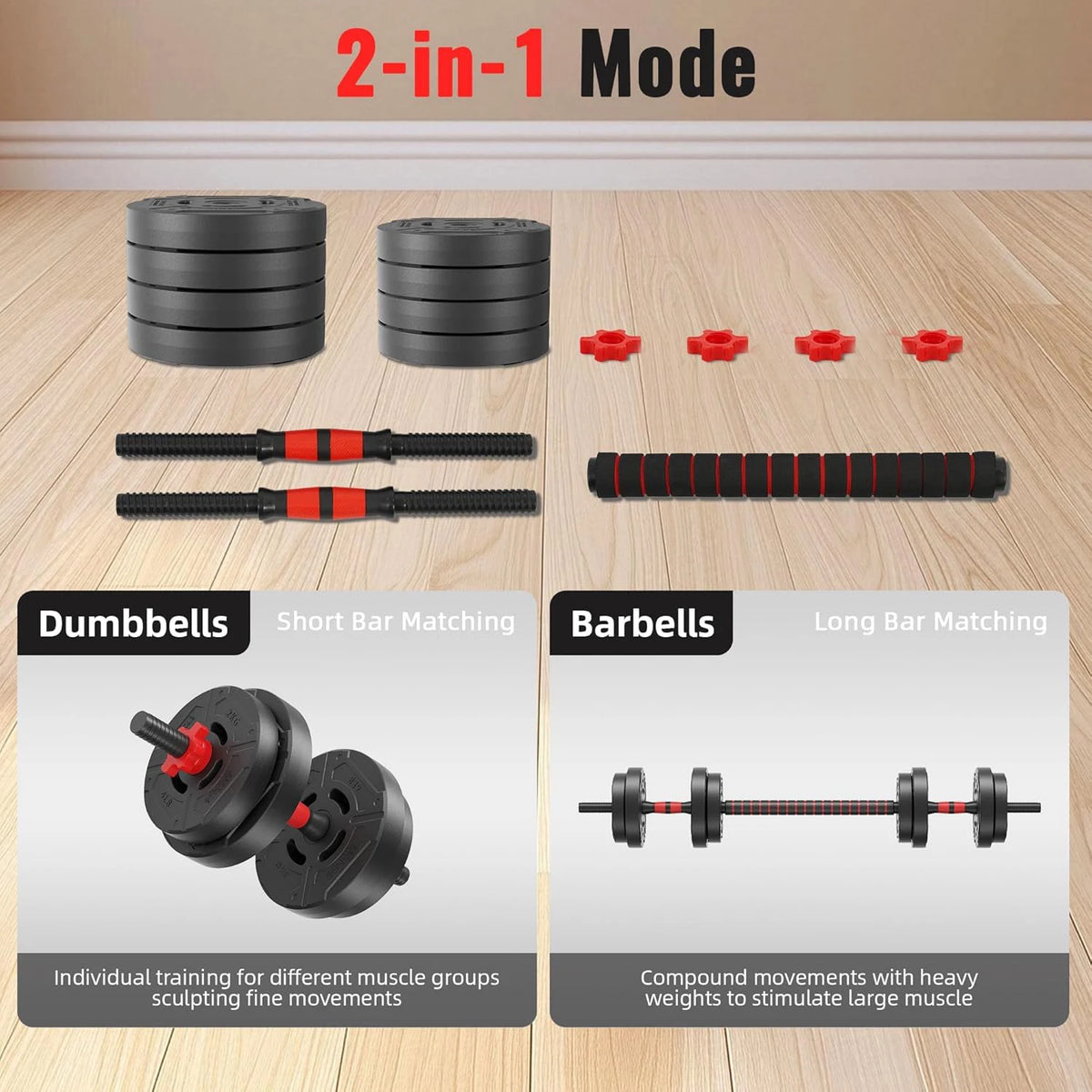 22lb Adjustable Dumbbell And Barbell Set For Home Strength Training