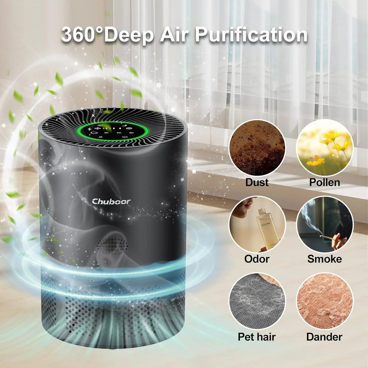 Chuboor H13 True HEPA Air Purifier With PM25 Sensor And App Control